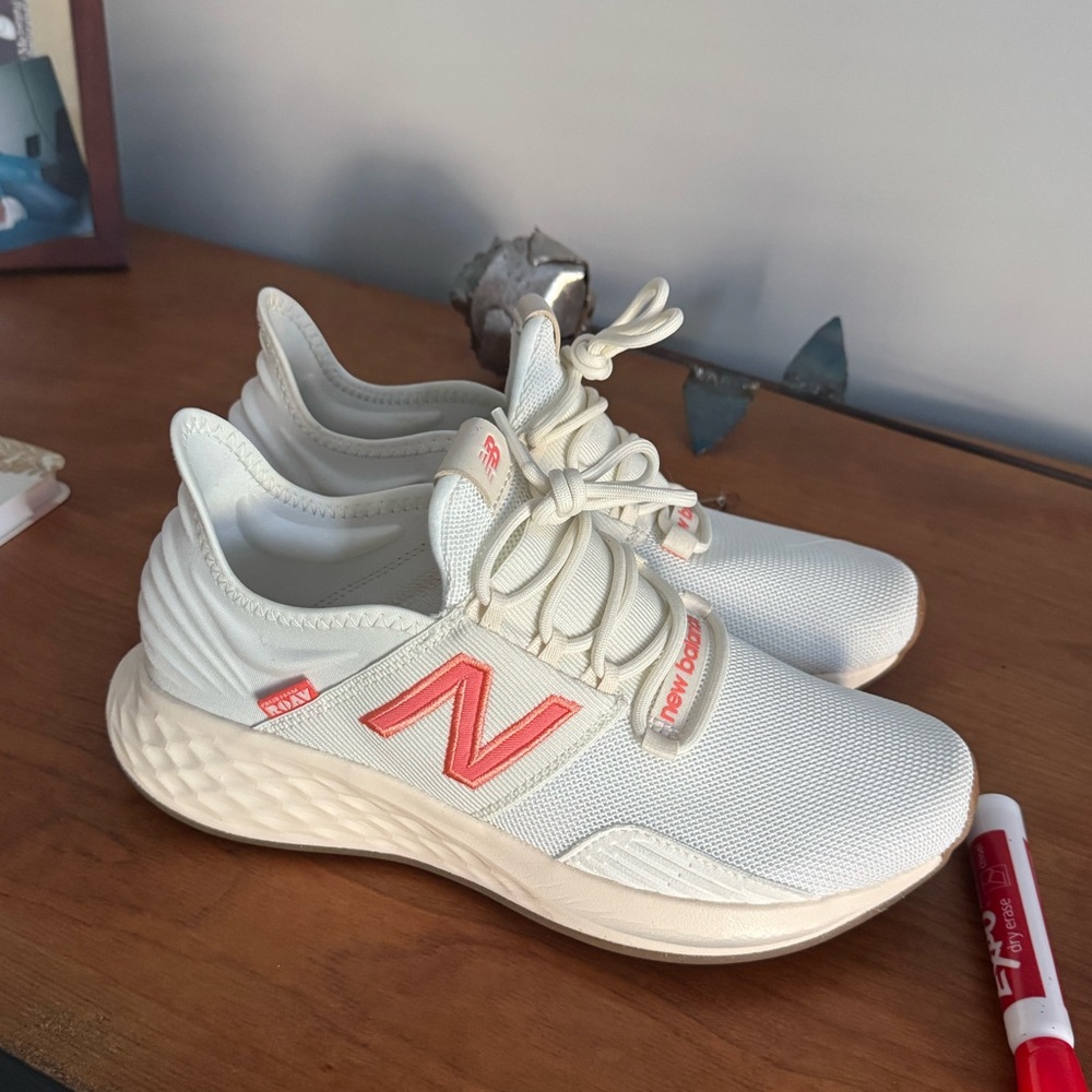 New Balance Women's Cream and Coral Sneakers